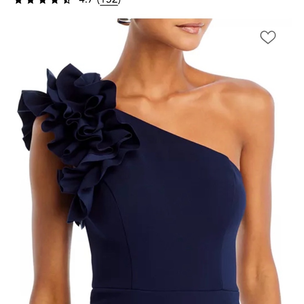 Aqua Navy One-Shoulder Ruffle Dress - Picture 2 of 6